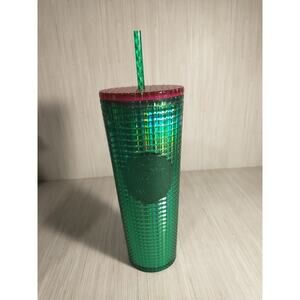 Starbucks 2023 Spring Watermelon Iridescent Grid Green Pink Cup Tumbler 24oz